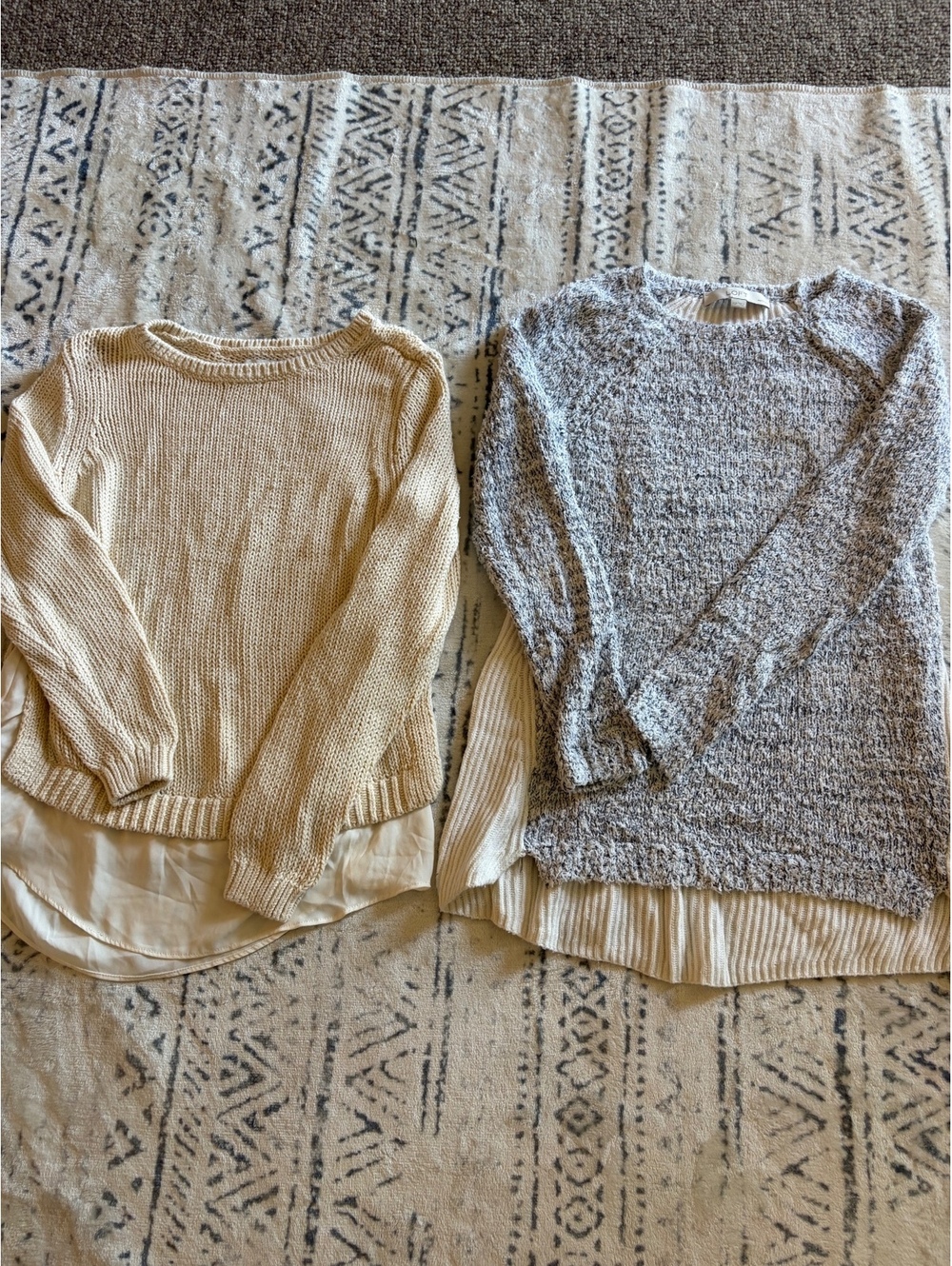 LOFT Petite Sweater Layered Tunic Tops Set of 2